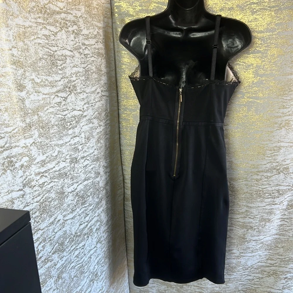 Bebe Bodycon Bustier Little Black/Cream Lace Mini Length Cocktail Dress Size M - Picture 8 of 15
